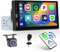 Hikity Radio Coche 1 DIN con Pantalla Táctil de 7 Pulgadas, CarPlay Inalámbrico/Android Auto Inalámbrico, Radio de Coche con Bluetooth Radio FM Enlace Espejo SWC Dual USB + Cámara Trasera