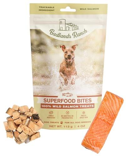 BADLANDS RANCH by Katherine Heigl – Superfood Bite Freeze-Dried Raw Wild Salmon Dog Treats – High Protein Single-Ingredient Snacks for Training, Rewards & Daily Wellness
