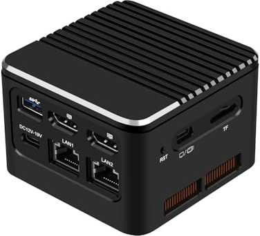 HUNSN Mini PC, HTPC, Desktop Computer, I3 N305, BJ02, Wi-Fi 6, BT 5.2, 2 x I226-V LAN, Type-C 12-19V, 2 x HDMI, 3 x USB3.0, Type-C, TF, 8GB LPDDR5 RAM, NO Storage, NO System
