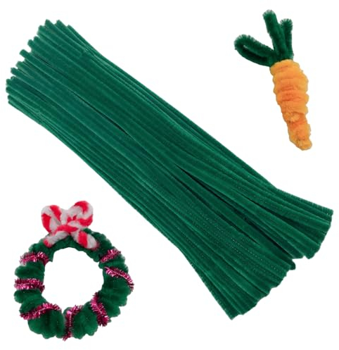 Tikyoary 100 Stück Dunkelgrün Pfeifenputzern,Pfeifenreiniger-Kit Chenilledraht für Blumen,Tiere oder,DIY-Bastelprojekten und Dekorationen