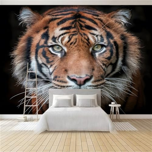 Papier Peint Panoramique Tigre Animal 200 x 140 cm Papier Peint Intissé Mural, Poster Geant Mural Impression 3D, pour Salon Chambre d'enfants restaurant Décoration Murale
