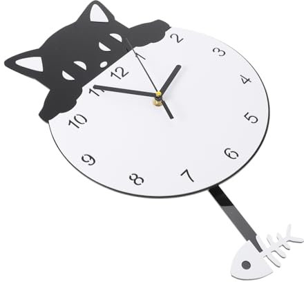 FUNOMOCYA Wanduhr für den einzug Schlafzimmer Decor katzn für Katzen 3D-Uhr Uhr Kit-Katze Vintage-Dekor Katzendekor Kätzchen entworfene Uhr Kunst-Acryl-Uhr stumme hängende Uhr