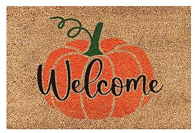 Fall Decoration Halloween Pumpkin Print Doormat, Indoor & Outdoor Non Slip Welcome Carpet Floor Doormats Fashion Letter Printed Halloween Theme Decorative Door Mats Washable Entrance Home Door Mat (D)