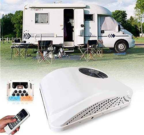 Climatiseur de toit pour camping-car Climatiseur pour camping-car 12 V/24 V DC 2 en 1 Climatiseur de toit pour camping-car avec refroidissement et chauffage, climatiseur de stationnement éle