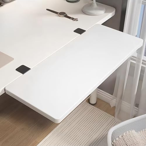 Desktop Extender Tray, 20/24*40/50/60/70/80/90/100/120cm Computer Desk Extension Board, Ergonomic Keyboard Platform Desktop Extender, Easy-to-install Keyboard Stand for Office Desks(White,70*24cm)