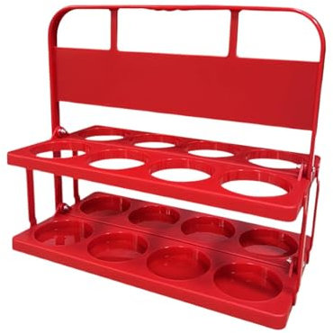 Mimoqk Foldable Serving and Storage Crates, Beer Carrier with Cup Holder, Portable Beer Cooler, Foldable Beer Crate, Portable Beer Basket with Cup Holder and Storage for Outdoor Events, red,
