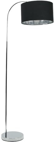 ValueLights | Curva Trend Floor Lamp Chrome with Black & Chrome Inner Shade | Floor Lamps, Home Décor & Improvement Essential