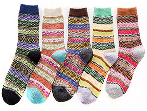 Crew Warm 5 Socken Dicke Packung Wolle Vintage Style Damen Wintersocken Mikrowellen Socken Damen Socken Herren Ohne