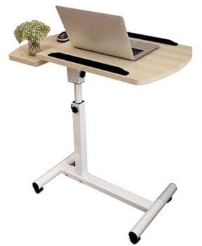 Avilia Scrivania Mobile Regolabile in Altezza con Ripiano 60x40cm – Soluzione Pratica per Ufficio e Casa - Integrata di 4 Ruote di cui 2 con i Freni - Robusta e Stabile - Funzionale ed Estetica