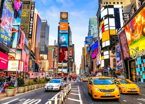 1000 Piece Jigsaw Puzzle for Adults New York City, USA Times Square Puzzle Impossible Hard Difficult Challenging Jigsaw Puzzles Iconic Street of New York Coolest Adult Puzzles Unique Puzzles