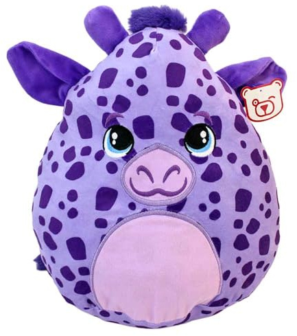 BEMIRO Comic Tiere aus Plüsch – ca. 35 cm – weiche Kuscheltiere mit gestickten Gesichtern – Schlaufe zum Anhängen – Stofftiere zum Knautschen & Liebhaben – für Kinder ab 3 Jahren (Kuh)