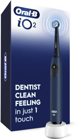 Oral-B Rechargeable Electric Toothbrush, iO2, 3 Cleaning Modes, Automatic Pressure Sensor to Protect Gums, Dark Blue