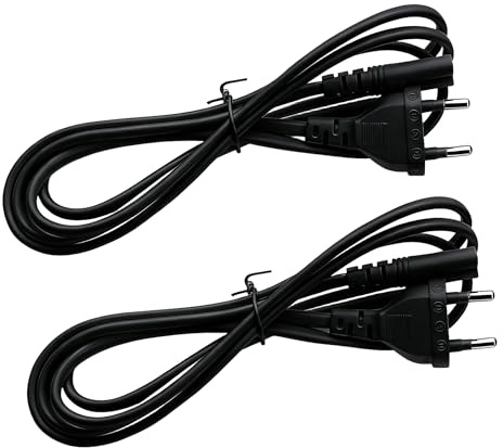 Leloco 2 Stück Stromkabel 2 polig 1,5M Strom Kabel, Netzkabel 2 polig Eurostecker Euro Stecker auf C7 Buchse Euro-Netzkabel Kleingerätekabel TV Blu-Ray Haushaltsgeräte Netzteile(Schwarz)