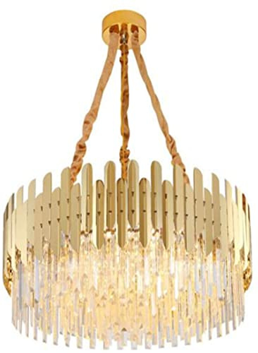 modern Crystal Chandeliers,Gold Round Chandelier Light Fixture,②-Tier Raindrop Chandelier Pool Table Light for Bathroom Dining Room Living Room-Gold 40x30cm