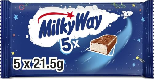 Milky Way Milk Chocolate Whipped Nougat Multipack Bars 5 x 21.5g | Light Milk Chocolate Sweets Treat with Whipped Nougat, Perfect for Lunchbox Chocolate, Party Bag Snacks & Pantry Fillers