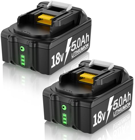2 Pack 5.0Ah Replacement Battery Compatible with Makita 18V Battery BL1850 BL1830 BL1850B BL1860B BL1860 BL1830B BL1840 BL1820 BL1815 BL1835 BL1845 with LED Indicator