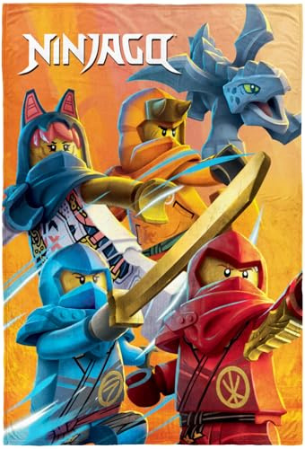 BERONAGE LEGO Ninjago Kuscheldecke 150x200 cm Aufstieg der Drachen – XXL Wohndecke Lloyd Kai Sora & Drache Ryu – Flauschig Weich Kinder Jungen Geschenk – Passend zur Bettwäsche (Rise of Shadows)