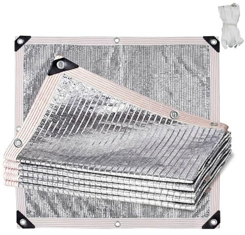 Toile d'ombrage 80% Aluminium, Filet d'ombrage réfléchissant en Aluminium avec œillets, Bâche Pare-Soleil argentée, Tissu d'ombrage Aluminet pour Voiture, Jardin, terrasse, extérieur(4x5m)