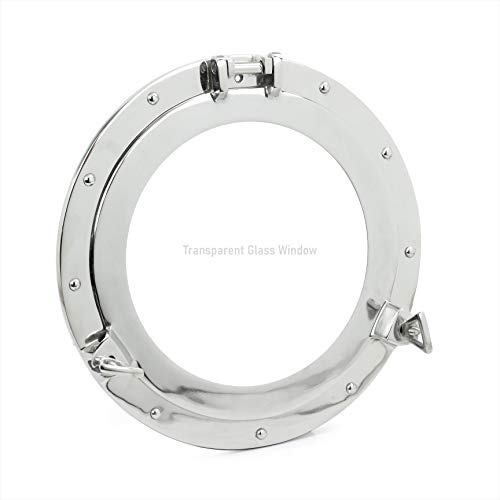 Nautische Dekoration, Bullaugen-Fenster, verspiegelt, mit Aluminium, Nickel beschichtet, exklusive Wanddekoration, Weihnachtsgeschenk, von Nagina International -, Aluminium, Window, 50,80 cm