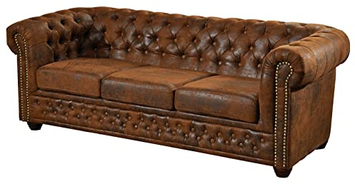 MASSIVMOEBEL24.DE Sofa Chesterfield Antik Optik Vintage Chesterfield braun