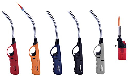 5X Stabfeuerzeug Sturmfeuerzeug Gas Feuerzeug flexibel biegsam 29,5 cm lang nachfüllbar (5 STK (in 5 Farben) +1x (Konsumany® Stab- Stumfeuerzeug 12,5 cm Lang))