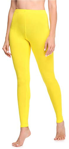 Ladeheid Leggings Damen aus Baumwolle Bequeme und Lange Leggins für Frauen für Frühling Sommer Herbst Winter Saison LA40-133 (Gelb, M)