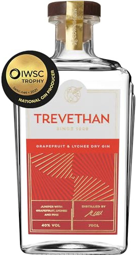 Trevethan Grapefruit & Lychee Cornish London Dry Gin, Zesty 70cl 40% ABV | Ripe tropical fruit, spring blossom freshness, smooth, balanced, IWSC UK Distillery of the Year 2021
