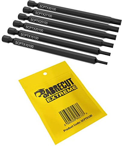 6 x SabreCut SCPTX100 Torx Screwdriver Bits T10 T15 T20 T25 T27 T30 x 100mm (Length)