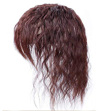 Lockiges Haarteil zum Anklipsen am Scheitelpunkt, aus menschlichem Haar mit Pony, lockeres, natürlich aussehendes Perücken-Toupee, für dünnes Haar