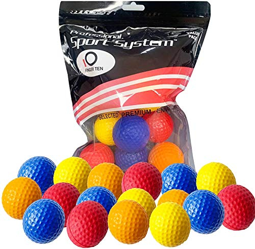 FINGER TEN Golf Übungsbälle Trainingsbälle 12 Stück Golfbälle Trainings Heimgebrauch Im Freien Garten Rot Orange Gelb Blau Für Damen Herren Kinder (Vier Farben, 12 Stück)