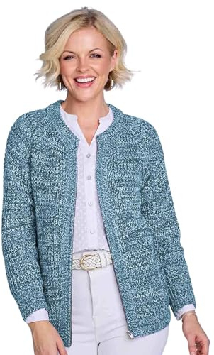 Chums Ladies Textured Marl Knit Zip Cardigan Stylish Layering for Spring & Autumn Long Sleeve V-Neck