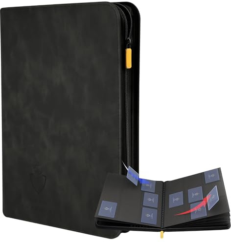 Card Guardian 9 Pocket Premium Binder with Zipper, Black | Holds 504 Cards, Side Loading Pockets, Trading Card Games TCG