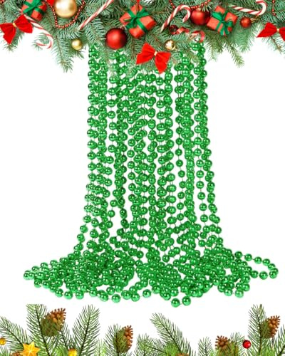 UKDeals Direct UKDD® 10m Long Christmas Bead Chain - Christmas Shiny Bead Garlands - Christmas tree Decorations (Dark Green)