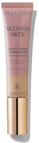 Second Skin Dewy Liquid Face Foundation from Sculpted by Aimee - 32ml Buildable, Medium Coverage Foundation with Dewy Finish, Hyaluronic Acid, Collagen Boosting Formula, SPF 50, (Light Beige 3.9)