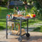 Pizzello Carros de parrilla para exteriores con doble estante para horno de pizza, isla de cocina, plegable, mesa de trabajo al aire libre, carrito con 2 ruedas