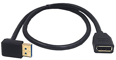 Kework 2ft DisplayPort 8K Extension Cable, 90 Degree Up Angle DisplayPort Male to DisplayPort Female Extender Ultra HD Cable, DP 1.4 Version Extension Adapter Cord, 8K@60HZ (Up Angle M/FM)