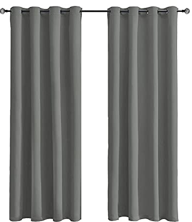 Tenger Home Rideau occultant Rideau de Chambre à Coucher avec œillets,1 pièce (Gris,100 x 120 cm)
