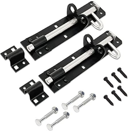onesto Pack of 2 - Black Brenton Bolt 8 – Heavy Duty Mild Steel Door Lock with Powder Coated Finish – Easy to Fit with Fixing Screws – Ideal for Shed, Gate & Garage Doors