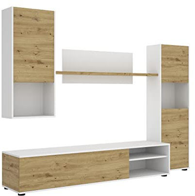 DEKIT GRUPO RIMOBEL Luka Composición de salón TV, Melamina, Gafito y Nordic, 180x220x41 cm