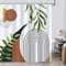 Bonhause Tenda Doccia Foglie Verdi Arco Boho Sole Moderno Astratto Tende per Doccia in Poliestere Impermeabile Antimuffa Lavabile Tende Bagno 180 x 180 cm con 12 Ganci