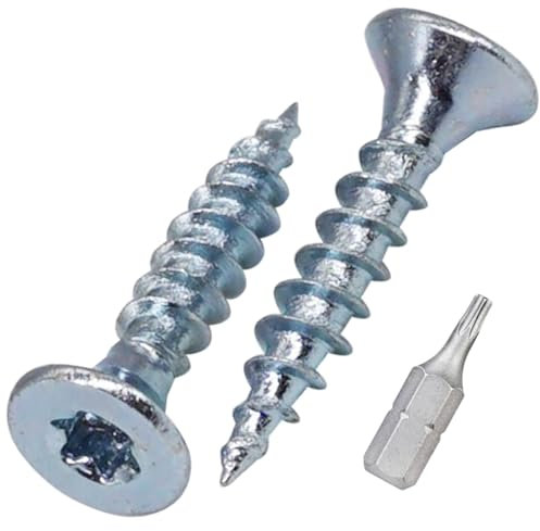 SKIR'CO (300 pièces) Vis à bois en acier zingué 3,0 x 16 mm, tête Torx, tête fraisée, vis pour panneaux d'aggloméré, entièrement filetées