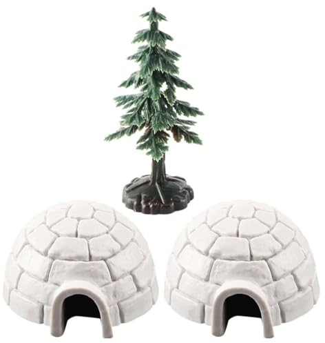 Yardwe Miniatur-Iglu-Figur 1 Set Lebensechte Eishaus-Modelle Weihnachtsbaum Miniatur-Realistische Arktische Figuren Spielzeug Spielset Kuchenaufsatz Kinder Frühes Lernspielzeug Sandtisch