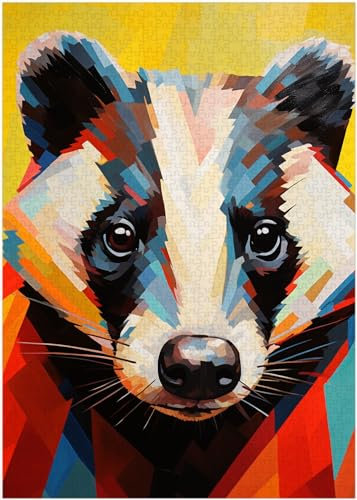 Puzzle con volto di tasso, 300/500/1000 pezzi, stile pittura modernista, tasso (1000 pezzi (50 x 75 cm)