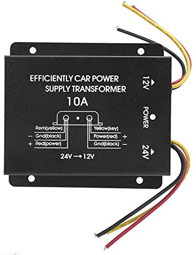 DC 24V To 12V 10A Power Supply Voltage Converter, 10A Voltage Converter, Truck and Bus Converter for Car Stereo Radio (Black)