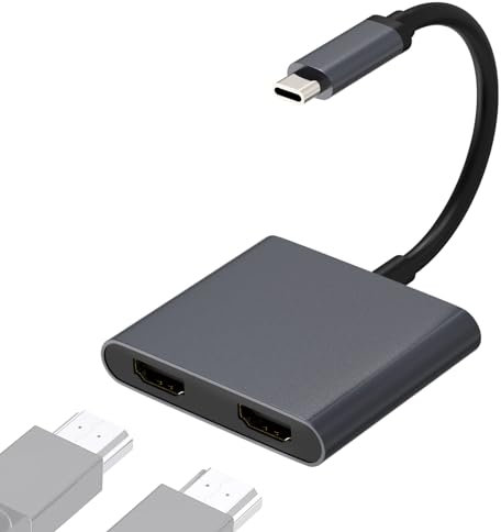RUIZHI 2-IN-1 USB C to Dual HDMI Adapter, Support Dual 4K@30Hz, USB Type C Hub with 2 HDMI, Dual Screen Display USB-C Docking Station for Windows