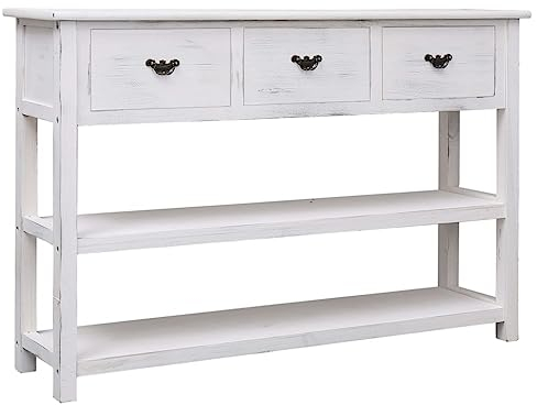 CKioict Buffetschrank modern Küchenschrank Vitrinenschrank Sideboard Antik-Weiß 115x30x76 cm Holz für Wohnzimmer & Schlafzimmer