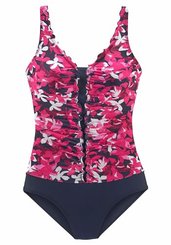 PETITE FLEUR Damen Badeanzug Rüschenkante, Softcups, Unterbrustgummi, Shaping-Einsatz, verstellbare Träger, Floralprint
