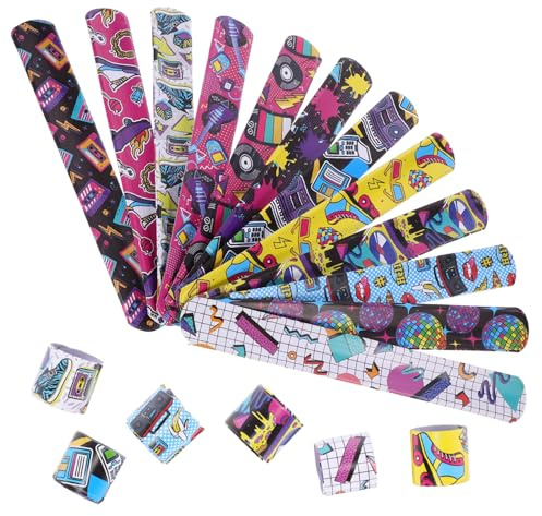 HEMOTON Rock Musik Armband Retro Schnapparmband 8.7 Zoll Vintage Slap Bracelet Für Kinder Party Mitgebsel Geburtstagsgeschenk Rockfans Accessoire