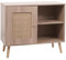 Kommode HWC-M39, Schrank Sideboard Highboard, Staufach, Kubu Rattan Holz Melamin, 67x80x38cm Eiche-Optik