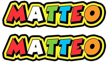 GamesMonkey® - Aufkleber im Stil von Vale The Doctor - 2 Stück - verschiedene Größen - Rennstrecke Cross Piste Auto Motorrad Sticker (Mattteo, 20 x 4 cm)